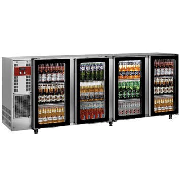 Flessenkoeler, roestvrij staal, 4 glazen deuren, 783 liter, Verzenden, Nieuw in verpakking, Koelen en Vriezen