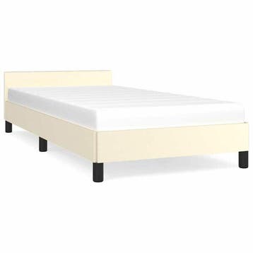 Bedframe 90x190 cm creme: Luxe kunstleer voor een prikje!..., Overige materialen, 90 cm, Eenpersoons, Verzenden
