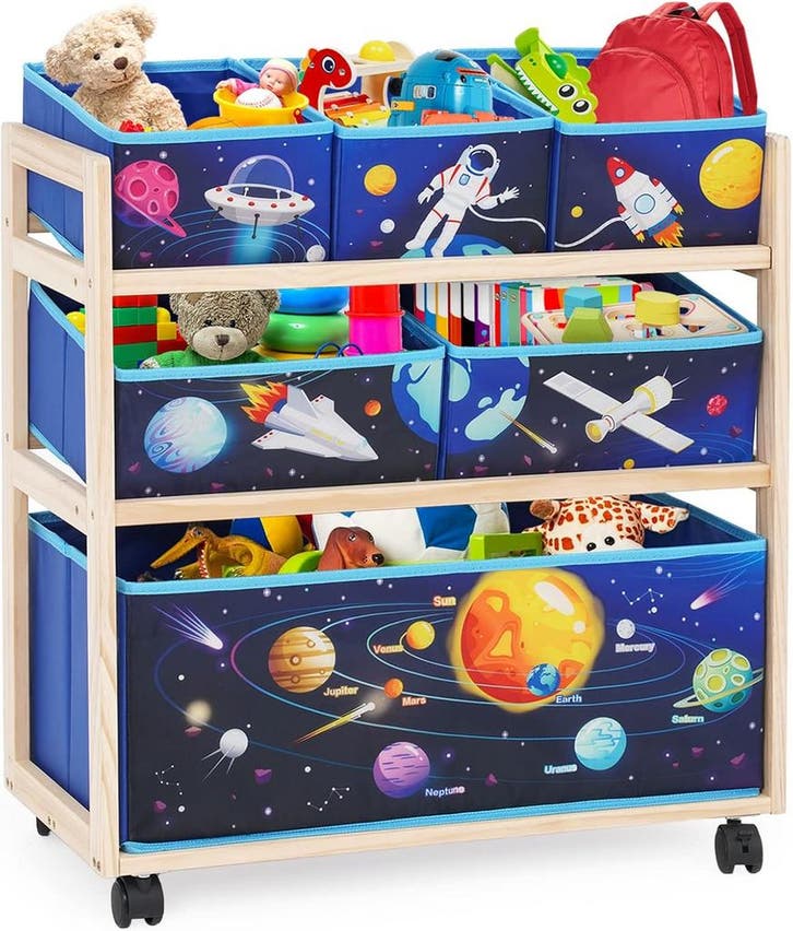 Speelgoedkast hout & stof | -40% | Retour deal, weg is weg, Kinderen en Baby's, Kinderkamer | Commodes en Kasten, Zo goed als nieuw