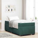 vidaXL Bedframe met matras Donkergroen 100 x 200 cm Stof, Verzenden, Nieuw