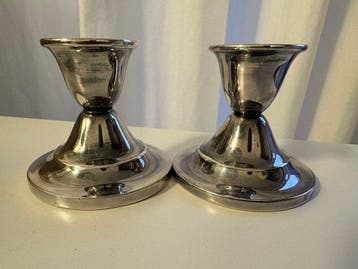 Kandelaar (2) - .835 zilver - zilveren kandelaar