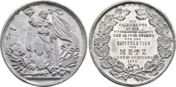 Zinnmedaille von den Gebr Hartwig 1870 Offenbach am Main:, Postzegels en Munten, Penningen en Medailles, Verzenden