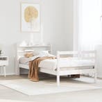 vidaXL Bedframe met hoofdeinde zonder matras 100x200 cm wit, Verzenden