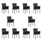 Set van 10 Leren eetkamerstoelen Comfort met wieltjes en, Ophalen of Verzenden, Nieuw, Leer, Eén