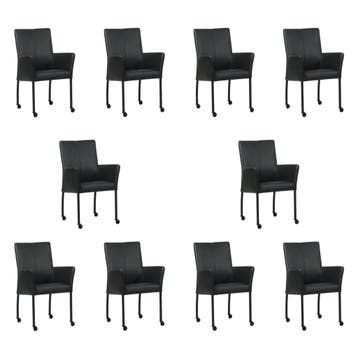 Set van 10 Leren eetkamerstoelen Comfort met wieltjes en, Huis en Inrichting, Stoelen, Ophalen of Verzenden, Nieuw, Leer, Eén
