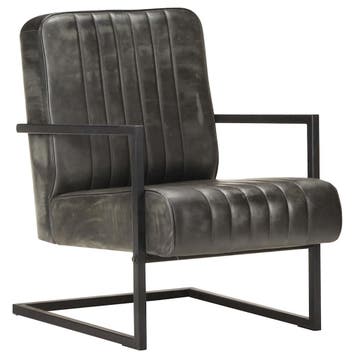 vidaXL Fauteuil echt leer verweerd grijs, Huis en Inrichting, Verzenden, Nieuw