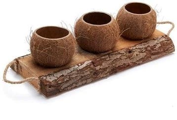 Kokos planter 46x19 cm 3 cups, Nieuw