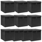vidaXL Opbergboxen met deksel 10 st 32x32x32 cm stof zwart, Verzenden