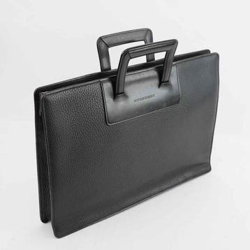 Burberry - Business Briefcase Black Grained Leather Nova, Handtassen en Accessoires, Nieuw