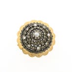 Antiek gouden broche met roos geslepen diamanten; ca. 0,2..., Gebruikt, Overige kleuren, Ophalen of Verzenden, Met edelsteen