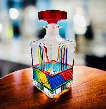 Bottiglia da whisky - Bouteille - verre décoré à la main -, Nieuw