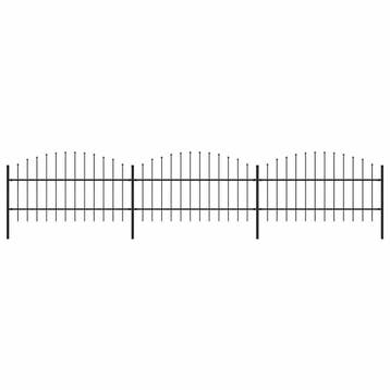 vidaXL Tuinhek met speerpunt staal 504x100 cm zwart, Tuin en Terras, Verzenden, Nieuw