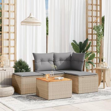 vidaXL 5-delige Loungeset met kussens poly rattan gemengd, Verzenden, Loungeset