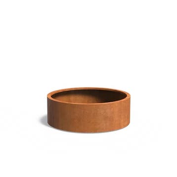Cortenstaal plantenbak Ø120x40cm - Met wielen, 100 cm of meer, Rond, Nieuw, Metaal