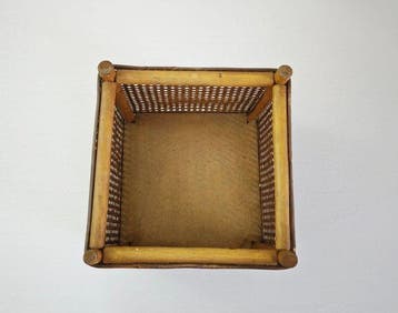 Panier - Rotin - Support de plante cubique vintage en paille