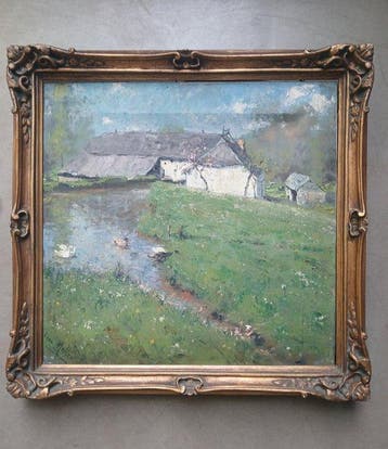 Leopold Muller (1879-1961) - Eenden bij de plas - De Molen