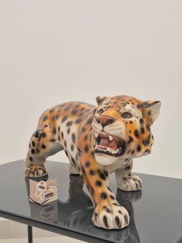 Beeld, Leopardo - 69 cm - Keramiek, Antiek en Kunst