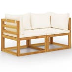 vidaXL Tuinbank 2-zits met crèmewitte kussens, Tuin en Terras, Tuinsets en Loungesets, Verzenden, Nieuw