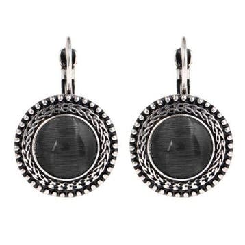 Fako Bijoux - Oorbellen - Tibetaans Zilver - Opaal - 17mm -, Verzenden