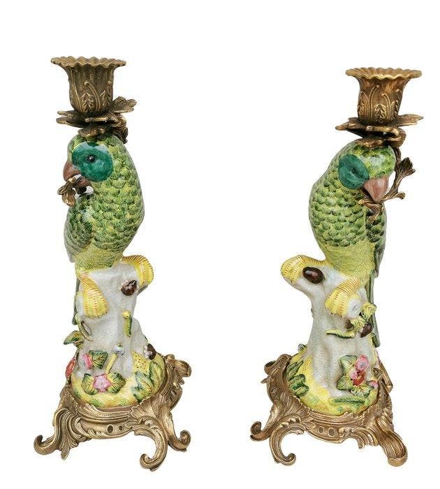 Kaarsenhouder (2) - Brons, Porselein, Antiquités & Art, Art | Objets design