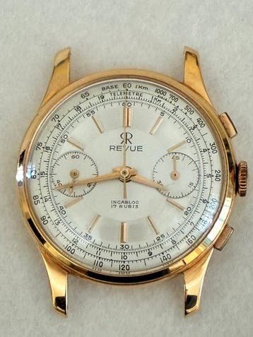 Revue - Classic Chronograph - Cronografo 18K gold - Unisex -, Bijoux, Sacs & Beauté