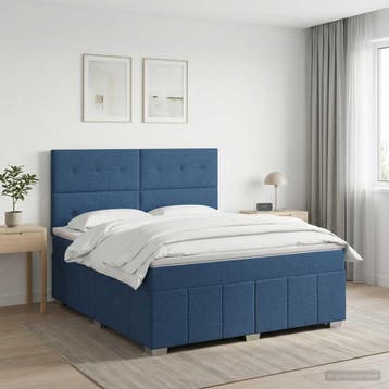 vidaXL Boxspringbed met matras met hoofdeinde Blauw 160 x, Verzenden, Nieuw