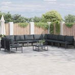 vidaXL Tuinbank Set met kussen 11 pcs Zwart Staal, Verzenden, Nieuw
