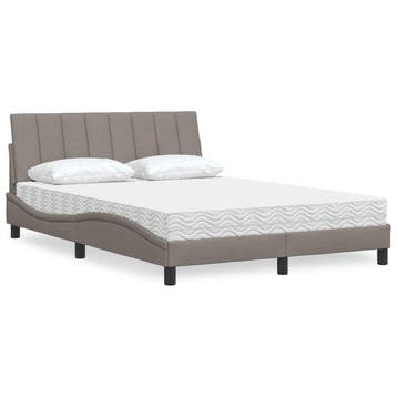 vidaXL Bed met matras Hanko stof taupe 140x200 cm, Verzenden, Nieuw