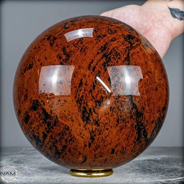 Majestueuze mahonie-obsidiaanbol uit Mexico – 3,9 kg-