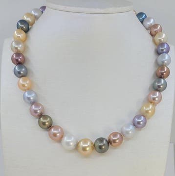 Halsketting 10,2×13,8 mm ronde Zuidzee-, Tahiti- en, Handtassen en Accessoires, Kettingen, Nieuw