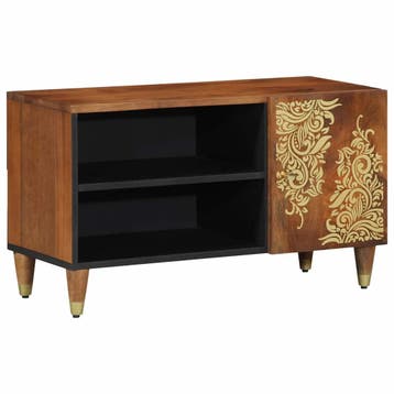 vidaXL TV Kast Honing bruin 80 x 33 x 46 cm Massief Mango, Huis en Inrichting, Woonaccessoires | Cd- en Dvd-rekken, Verzenden