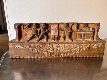 sculptuur, Rarità - Pannello di Carretto Siciliano in legno