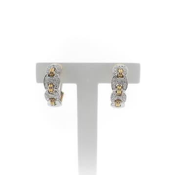 Bicolor oorbellen met diamant; 0,48 ct., Handtassen en Accessoires, Oorbellen, Gebruikt, Overige kleuren, Ophalen of Verzenden