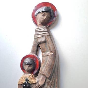 Perignem - Sculptuuur voor buiten, Heilige met kind - 50 cm