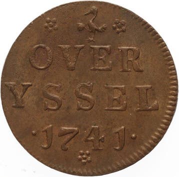 Nederland, Overijssel Duit 1741 in FDC kwaliteit (Zonder, Postzegels en Munten