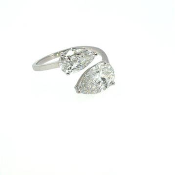 Zonder minimumprijs - Ring - 14 karaat Witgoud - 2.06ct. tw.