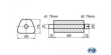 FOX Uni-geluiddemper trapezium met mof - verwerking 711 245x, Verzenden