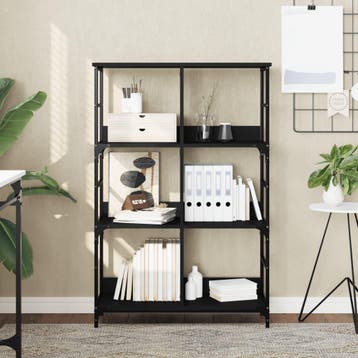 vidaXL Boekenrek 78,5x33x117,5 cm bewerkt hout zwart, Huis en Inrichting, Verzenden, Nieuw