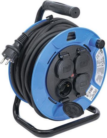 Kabelhaspel 50 m 3 x 1,5 mm² 4 stopcontacten met afsluitkap, Verzenden, Nieuw