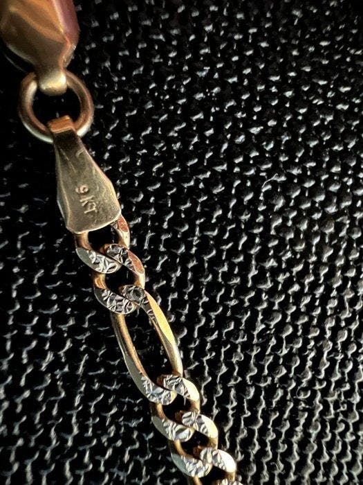 Ketting - 9 kt. Geel goud - 9K Figaro gehamerde ketting, Handtassen en Accessoires, Antieke sieraden