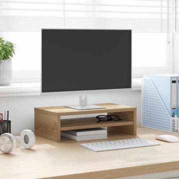 vidaXL Monitorstandaard 42x24x13 cm bewerkt hout artisanaal, Verzenden