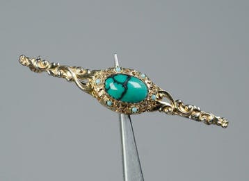 - Jugendstil - 830 zilver - turkoois - Broche, Antiek en Kunst