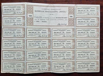 Nederland. 1000 Gulden - 1898 Mijnbouw Maatschappij Bwool -