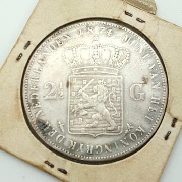 Nederland. Willem III. 2 1/2 Gulden 1874 (Zonder