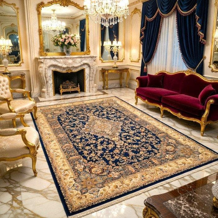 Premium Zijden Tapijt - Diep marineblauw -, Maison & Meubles, Ameublement | Tapis & Moquettes