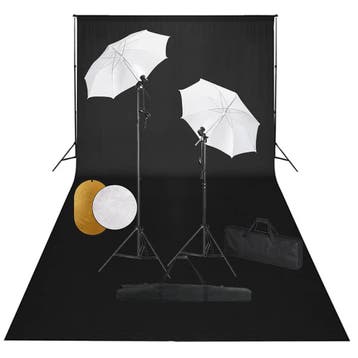 vidaXL Fotostudioset met lampen, paraplus, achtergrond en, Verzenden