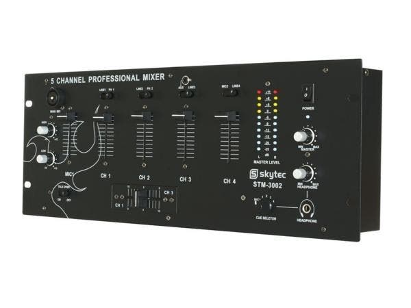 Veiling - SkyTec STM-3002 5 Kanaals 19 Mixer met Microfoon, Muziek en Instrumenten, Mengpanelen