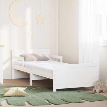 vidaXL Bedframe met uitbreidbaar matras met hoofdeinde Wit, Huis en Inrichting, Slaapkamer | Bedden, Verzenden, Nieuw