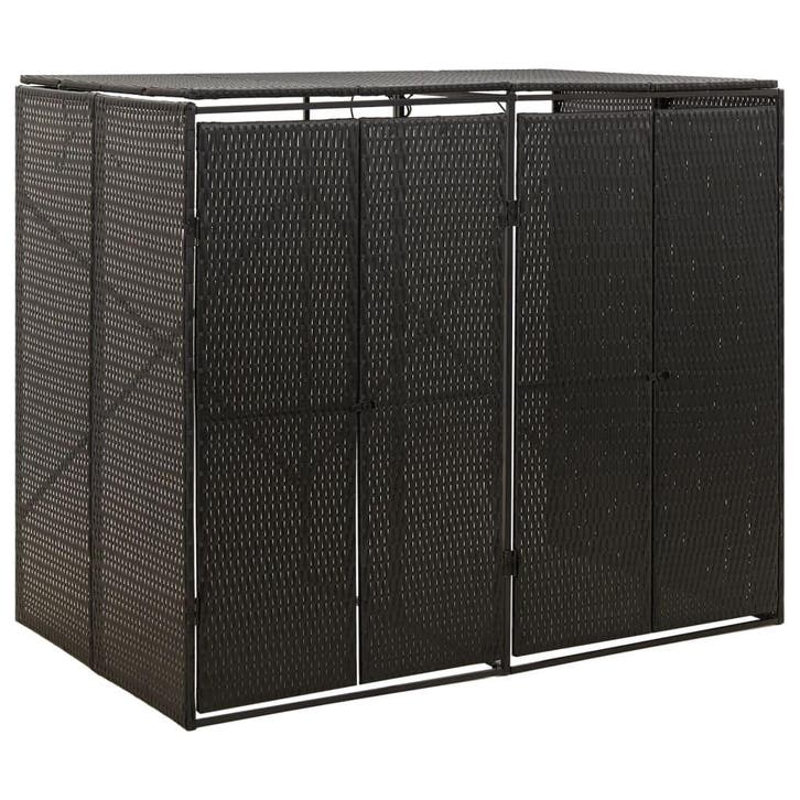 vidaXL Containerberging dubbel 140x80x117 cm poly rattan, Doe-het-zelf en Bouw, Containers, Verzenden