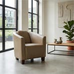 Set van 2 Leren fauteuils Press - Granada Taupe, Nieuw, Ophalen of Verzenden, 50 tot 75 cm, Leer